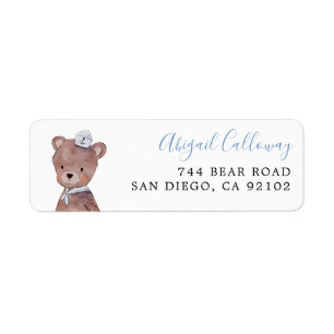 Blue Teddy Bear Return Address 