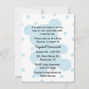 Blue Teddy Bear Silhouette Baby Shower Invitation