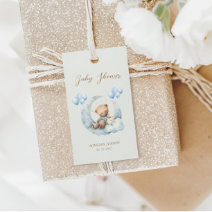 Blue Teddy Bear Stars Baby Shower Gift Tags