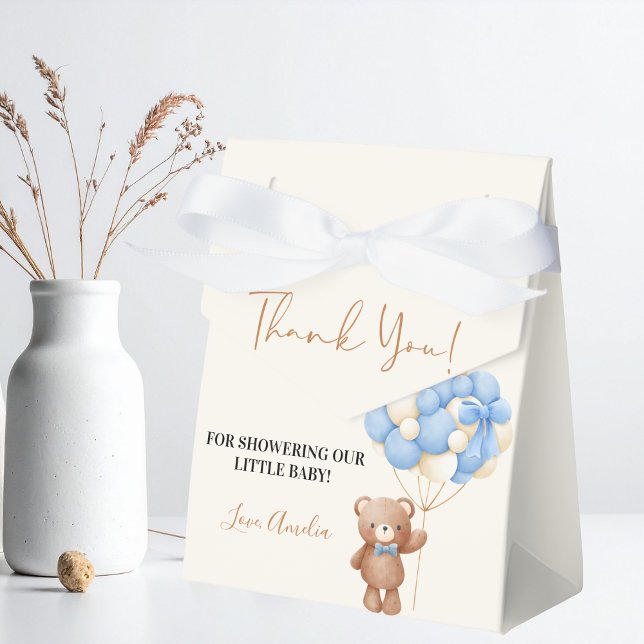 Blue Teddy Bear Thank You Balloon Baby Shower Favour Box (Creator Uploaded)