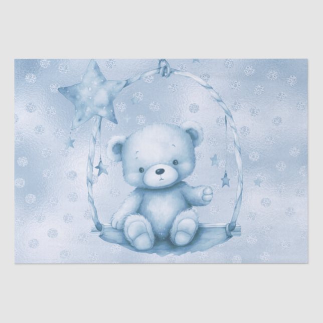 Blue Teddy Bear Tissue Paper (Front)