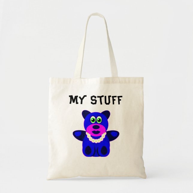 Blue Teddy Bear Tote Bag (Front)