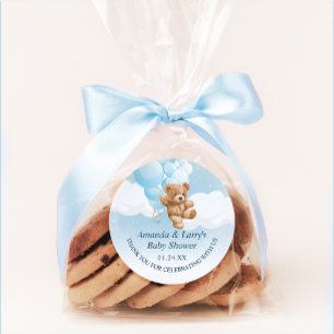 Blue Teddy Bear with Balloons Sticker