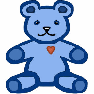 Blue teddy bear with red heart standing photo sculpture