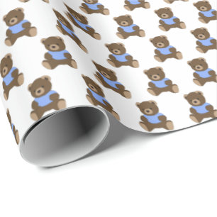 Blue Teddy Bears Wrapping Paper