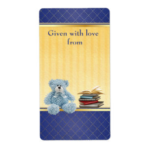 Blue Teddy Bring a Book Baby Shower Bookplates