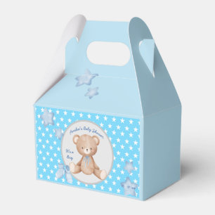 Blue teddy little start baby boy favour box