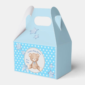 Blue teddy little start baby boy favour box