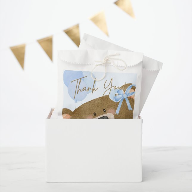 Blue Teddy We Can Bearly Wait Boy Baby Shower Favour Bags (Party)