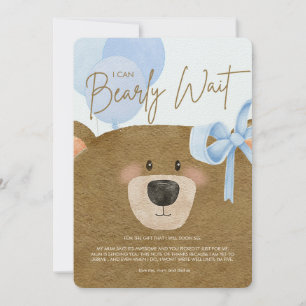 Blue Teddy We Can Bearly Wait Twins Baby Shower Thank You Card
