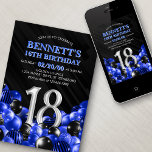 Blue Teen Boy 18th Birthday Invitation<br><div class="desc">Bunches and bunches of balloons—this design just doesn't hold back! Featuring bold numbers and elegant typography in a space that's literally overflowing with balloons, this design is an instant party-starter. The blue and black colour scheme and retro typography set a classic, stylish tone for your event. Perfect for the modern...</div>