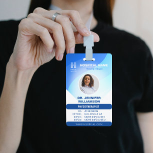 Blue Template Hospital QR Code Employee Photo ID ID Badge