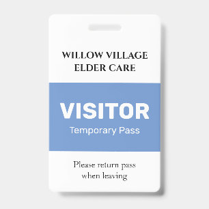 Blue Temporary Guest Pass Hospital Care Home ID Badge