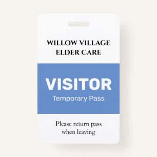 Blue Temporary Guest Pass Hospital Care Home ID Badge