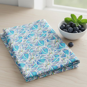 Blue Tender Pretty Flowers Pattern Tea Towel