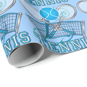 Blue Tennis Ball Game Wrapping Paper