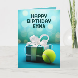 Blue Tennis Birthday Card, customisable Card