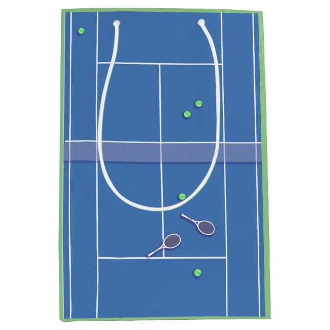 Blue Tennis Court Preppy Modern Tennis Player   Medium Gift Bag (Front)
