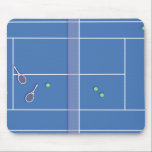 Blue Tennis Court Preppy Modern Tennis Player    Mouse Mat<br><div class="desc">Personalised classic tennis court design in Blue with classic, chic, preppy & elegant tennis rackets and green tennis balls. Simple, minimalist gift for your tennis coach or tennis team. Personalised Gift for a tennis player. Blue tennis court illustration. Trendy tennis players home decor. Trendy modern tennis player gifts. Cool retro...</div>