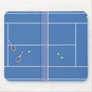 Blue Tennis Court Preppy Modern Tennis Player    Mouse Mat