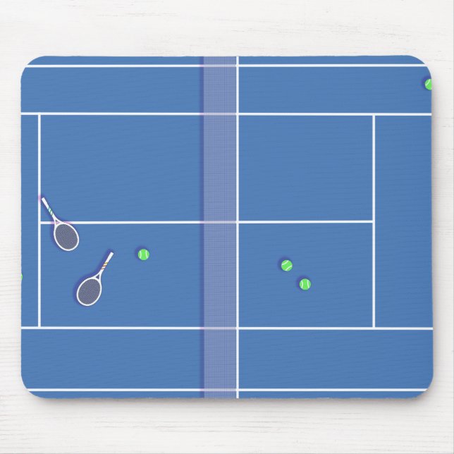 Blue Tennis Court Preppy Modern Tennis Player    Mouse Mat (Front)