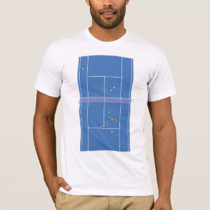 Blue Tennis Court Preppy Modern Tennis Player   T-Shirt