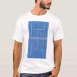 Blue Tennis Court Tennis Player  T-Shirt<br><div class="desc">Personalised classic tennis court design in blue with classic, chic, preppy & elegant tennis rackets and green tennis balls. Simple, minimalist gift for your tennis coach or tennis team. Personalised Gift for a tennis player. Blue tennis court illustration. Trendy tennis players home decor. Trendy modern tennis player gifts. Cool retro...</div>