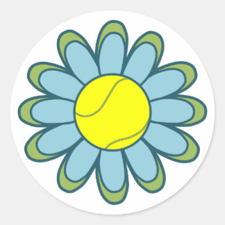 Blue Tennis Girl Classic Round Sticker