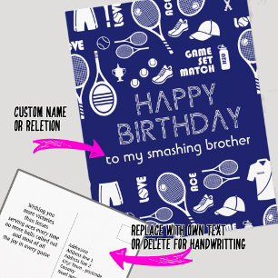 Blue Tennis 🎾  Happy Birthday Postcard