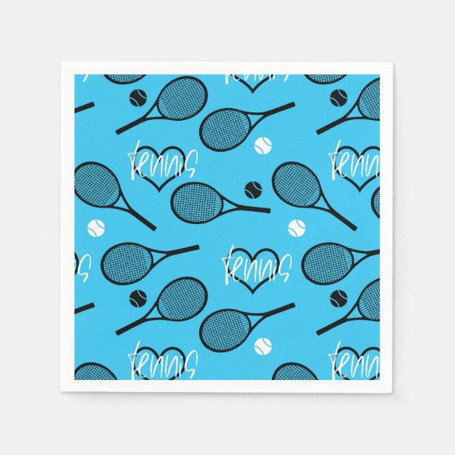 Blue Tennis Party, customisable Napkin (Front)