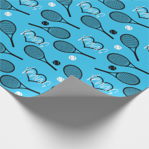 Blue Tennis Party, tennis pattern Wrapping Paper