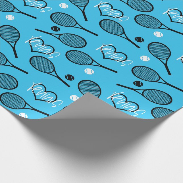 Blue Tennis Party, tennis pattern Wrapping Paper (Corner)