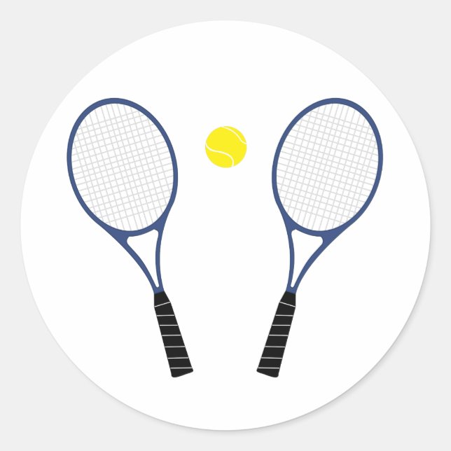 Blue Tennis Rackets and Ball Stickers (Front)