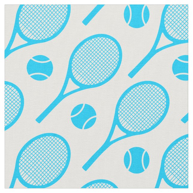 Blue tennis rackets - customise "tile" size fabric (Close Up)