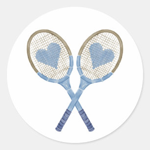 Blue Tennis Rackets With Hearts Stickers
