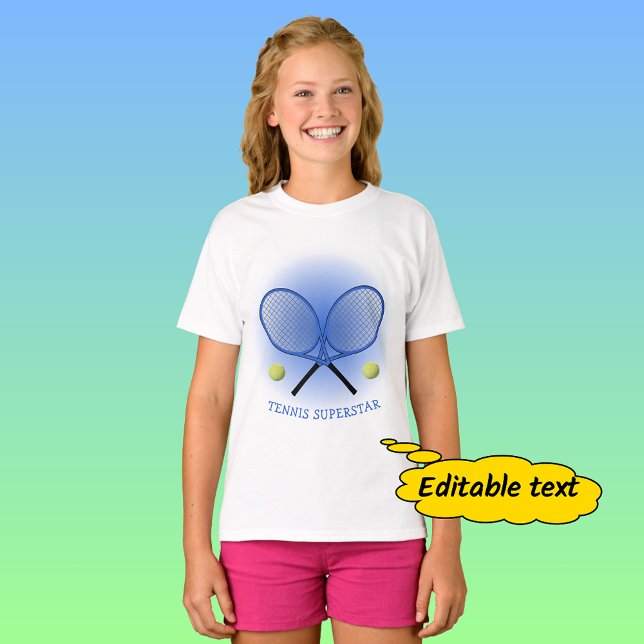 Blue tennis star add name or text T-Shirt (Creator Uploaded)