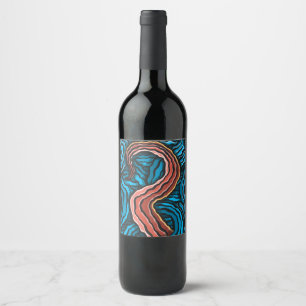 Blue tentacle wine label