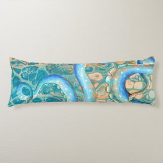 Blue Tentacles Octopus Kraken Abstract Teal Ink Body Cushion