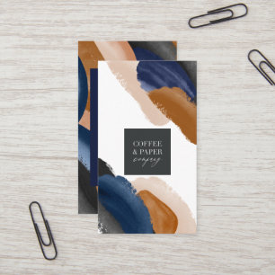 Blue terracotta abstract watercolor modern logo business card