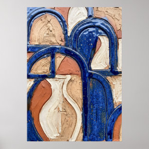Blue Terracotta Arch Abstract Poster