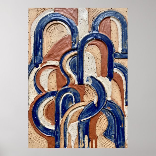Blue Terracotta Arch Pattern Poster (Front)