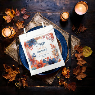 Blue   Terracotta Oh Boy Fall Floral Baby Shower Favour Bags