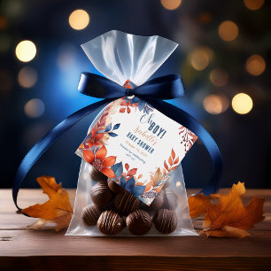 Blue Terracotta Oh Boy Fall Floral Baby Shower Favour Tags