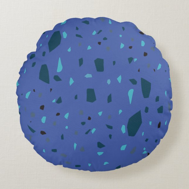 Blue Terrazzo Design Custom Round Cushion (Front)