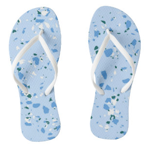Blue Terrazzo Pattern Flip Flops