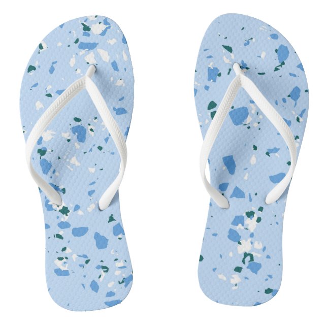 Blue Terrazzo Pattern Flip Flops (Footbed)