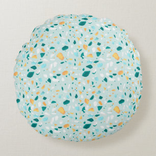 Blue Terrazzo Pattern Round Cushion