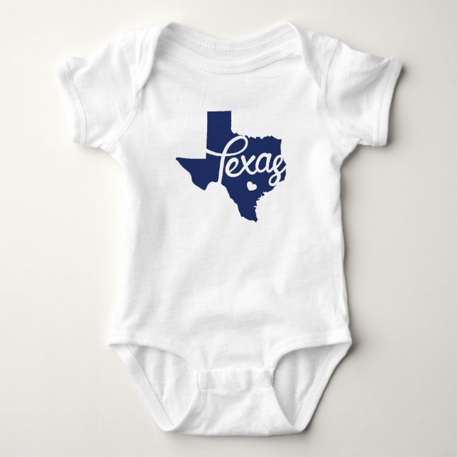 Blue Texas Heart Baby Bodysuit (Front)