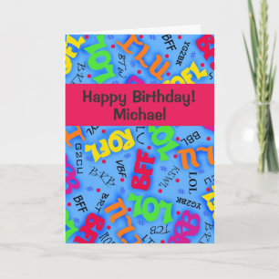 Blue Text Art Symbols Abbreviations Custom Card