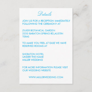 blue text classic details Enclosure Card